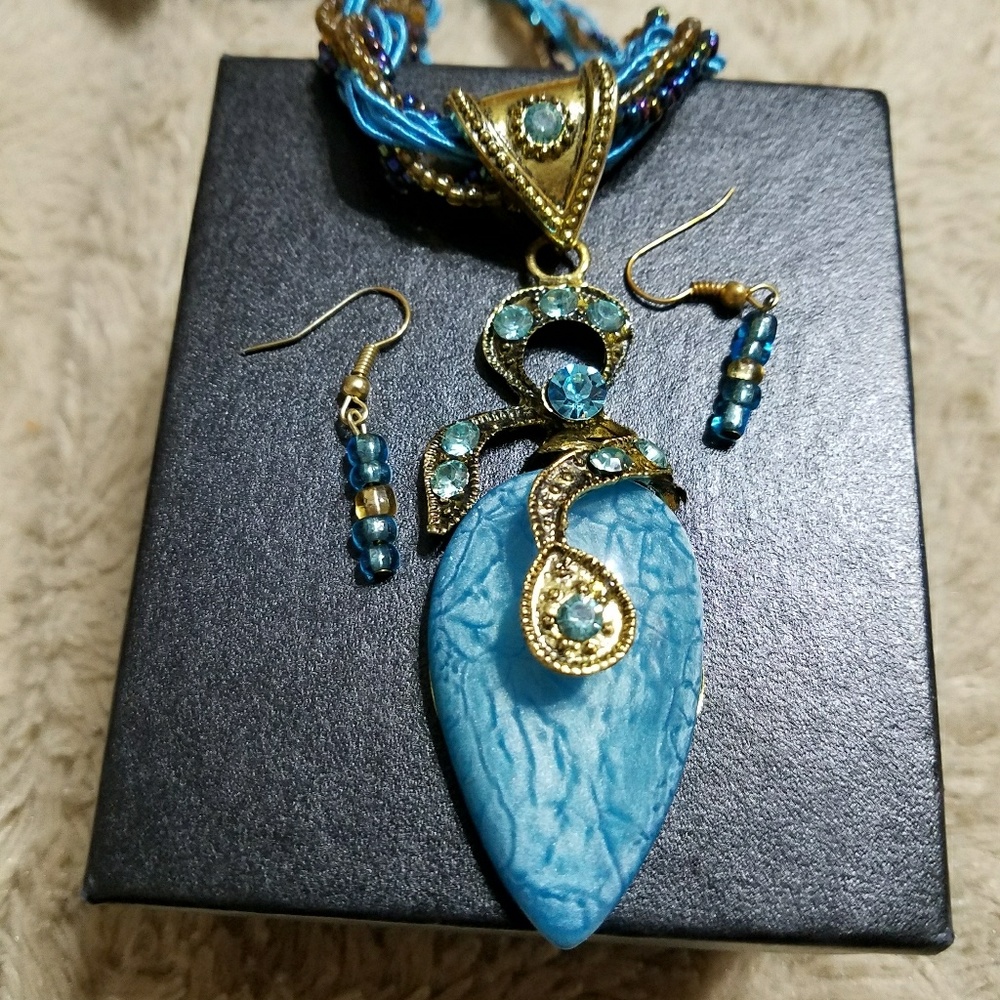 Blue beaded necklace